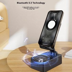 Crrynuo - Bluetooth Speaker - Telefoonhouder - Powerbank - Draadloze Speaker - 1 Stuk - 3-In-1 - Zwart