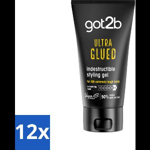 12 x Got2b Ultra Glued Indestructible Styling Gel 150 ml - Haargel - Extreme Hold - Styling Gel - Stevige Fixatie - Spikes
