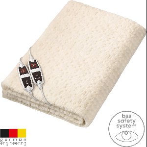 Beurer Elektrische onderdeken 2 persoons - Elektrische deken 150x160cm - 2 Schakelaars - Snelle opwarming - BSS (Beurer Safety System) - Fleece/Teddy - Wit