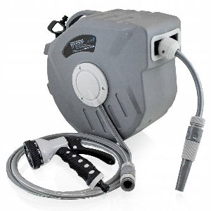 Automatische tuinslang 20m op haspel met spuitpistool