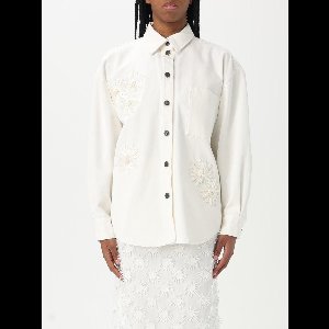 Embroidered Cotton Denim Shirt Wo - White Shirts