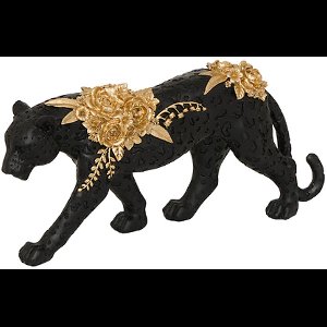 Panter zwart met goud Panterhars belli l40, zwart