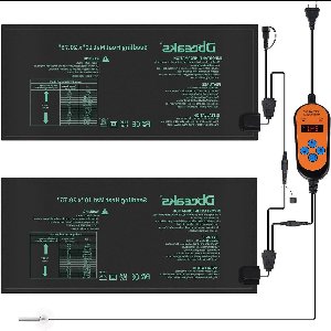 Thelau - Verwarmingsmat met thermostaat voor kamerbroeikas, 30 W - 2 verwarmingsmatten - IP67 waterdicht - Digitaal thermostaat - Plantenwarmtemat.