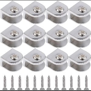 Dolaso 12 stuks gebogen glasklem-verstelbare glazen klem-stevige zinklegering klem-verstelbare glazen scheidingswand - zilver - met schroef