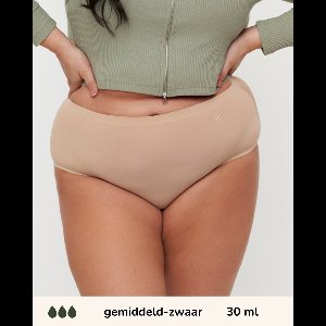 Moodies incontinentie ondergoed - Seamless High Waist Hiphugger - gemiddeld/zwaar kruisje - maat XXL - beige