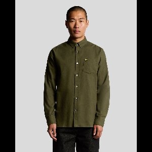 Lyle & Scott Plain Flannel Shirt - met lange mouwen - Heren Donkergroen - Maat M