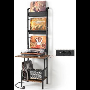 MKSS® Platenspeler Meubel – Stand Platenspelerstandaard Met Vinyl Opbergsysteem - Zwart