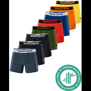 SQQUADD® Bamboe Ondergoed Heren - 8-pack Boxershorts - Maat XXL - Comfort en Kwaliteit - Voor Mannen - Bamboo - Zwart/Grijs/Groen/Rood/Blauw/Oranje/Geel/Donkerblauw