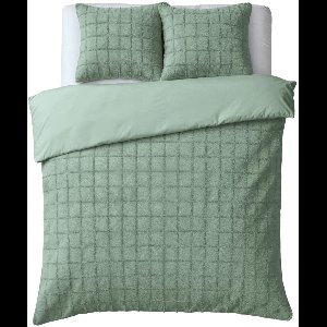Droomtextiel Teddy Dekbedovertrek Fur Check - 200x200/220 cm - Groen