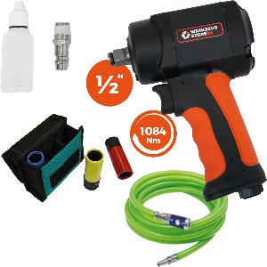 WS24 Slagmoersleutel 1/2" mini + PVC slang lichtgroen + dops...