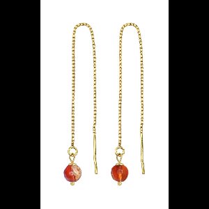 ARLIZI 2414 Doortrekoorbellen rood agaat - verguld - 6 cm