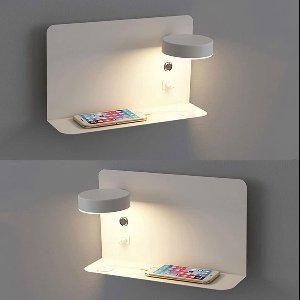 JeiibrZui Wandlamp Bedlamp - Boekenplanklamp - 330° draaibaar en instelbare kleurtemperatuur - 2-delig, geschikt voor bed en bureau, wit