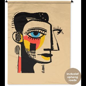 Wandkleed 120x160 cm - Wanddoek Geometrisch - Felle kleuren - Kubistische stijl - Wandtapijt - Wandkleden