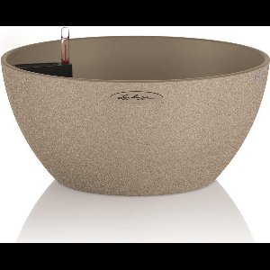 LECHUZA CUBETO Stone 30 - Plantenbak - met uitneembare binnenbak - met bewateringssysteem - ALL-IN-ONE set met LECHUZA-PON - zandbeige