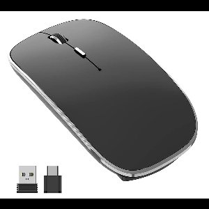 Gadgetplace Draadloze muis voor Laptop en Computer - Ergonomisch - Stille klik - USB C adapter - Zwart
