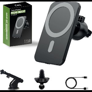 Travelhawk Magsafe Telefoonhouder Auto - Geschikt voor iPhone 11/12/13/14/15 - Draadloze oplader - Telefoonhouders Auto - Magsafe Autohouder -Magnetisch - Dashboard - Zwart