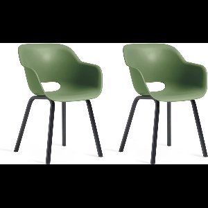 Keter Noa Tuinstoel - 2 stuks - 55x56,5x80cm - metalen frame - Olijfgroen