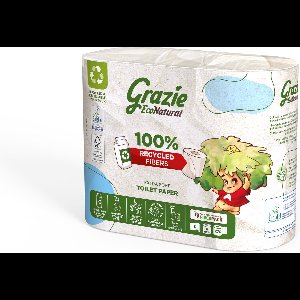 Grazie Natural Eco Toilet Paper - 112 Rolls - 3-Layer Recycled Karton - Soft - Sustainable - Strong Absorption