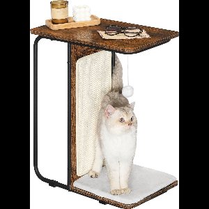 IN.HOMEXL All-In-One Bijzettafel Ellja - Bijzettafel - Kattenmand - Bijzettafel metaal met hout - Bruin - 30x50x61cm