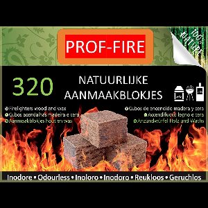 Prof-Fire - 320 Aanmaakblokjes Voordeeldoos - Lange Brandduur - Geurloos - Milieuvriendelijk - CO2 neutraal - Professionele Kwaliteit