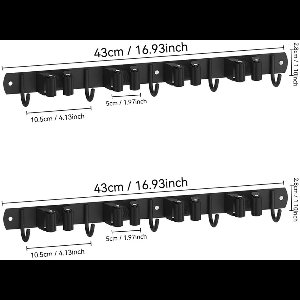 2 stuks bezemhouder muur, apparaathouder muurbevestiging met 8 houders en 10 haken, bezemhouder gereedschapshouder tuin gereedschapshouder organisator voor thuis keuken badkamer garage tuin