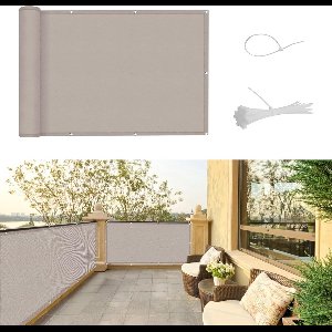 Stunq® Weerbestendig Balkon Privacy Scherm met UV-Bescherming en Kabelbinders - 75 x 500 cm - Taupe