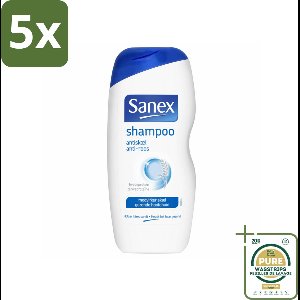 5 x Sanex - Shampoo - Anti-Roos - Tegen Schilfers - 250 ml - Grootverpakking - Anti-roos Shampoo - Schilfers Shampoo - Kalmerende Shampoo - Hoofdhuid Verzorging - Schilfers Bestrijding