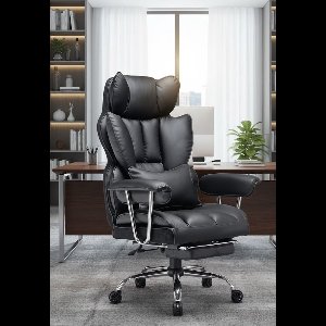 Ergonomische Directiestoel met Voetensteun & Lendensteun – Luxe PU Leren Bureaustoel 200 kg – Verstelbare Hoge Rug – Zwart Depauwwonen