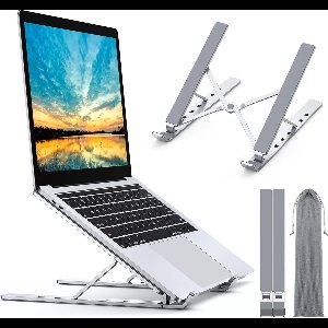 Famanu - Verstelbare laptopstandaard aluminium met warmteafvoer tot 17.3 inch zilver