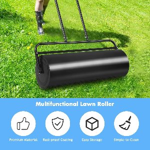 Professionele Zware Gazonroller 57L – Stalen Water/Zand Rollen – 91,4×109,2×30,5cm – Egaliseert Tuin & Graszoden – U-Handgreep – Voor Tuinieren, Bodemverdichting & Onkruidpreventie – Zwart – Medahome