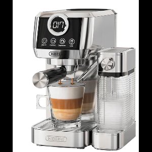 HiBREW H13A Halfautomatische 3-in-1 Koffiemachine – 20 Bar Extractiedruk – PID Temperatuurcontrole – Dubbel Boilersysteem – 1,3L Afneembaar Waterreservoir – Melkopschuimer – Zilver/Grijs