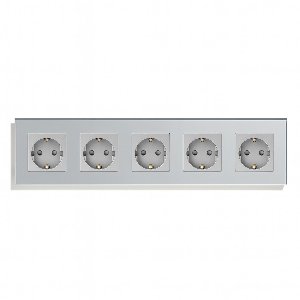 SmartinHuis - Vijfvoudig stopcontact - Grijs - Kristalglas