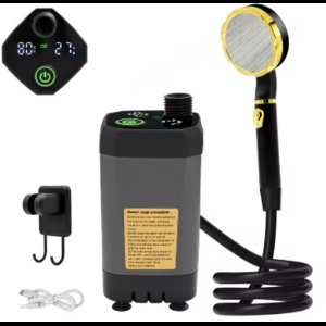 6000 mAh Draagbare Campingdouchepomp | Buitendoucheset | Volledig Scherm | Intelligent Digitaal Display | Voor Camping | Huisdierenbad | Autowasstraat | Outdoor Douche | Opvouwbaar & Draagbaar | Noodgebruik