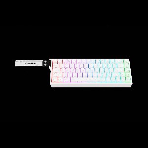68-Toetsen Mechanisch RGB Toetsenbord –Gaming-gaming bord Aluminium Behuizing – USB-C – Side Printed PBT Keycaps- Black Contour Line-RGB Verlichting-Anti Ghosting-Bedraad-Ergonomisch-Compact Design – Model Mide68PRO-wit