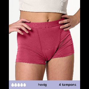 Moodies menstruatie ondergoed(meiden) - Bamboe Boyshort - hevig kruisje - maat XXS (140-146) - ruby roze