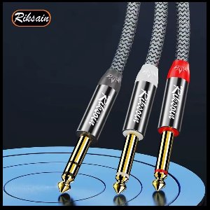 VIKEFON - Audio Splitter Kabel 6,5 mm naar 2× 6,35 mm – TRS naar TS Adapter – 5 m Professionele Geluidskabel voor Mixer en Gitaarversterker