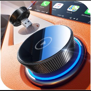 Kraftverdia Draadloze CarPlay-adapter, 60% verkleind, 3x automatisch verbinden, geen vertraging, plug-and-play, Bluetooth en WiFi, geschikt voor Apple CarPlay draadloze adapter, mini-dongle voor iPhone 5~17 en 927+ auto's, USB A/C, diepzwart