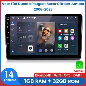Awesafe Autoradio Voor Fiat Ducato / Peugeot Boxer / Citroen Jumper 2006 t/m 2023 - Apple Carplay & Android Auto - 1+32GB - GPS Navigatie RDS - Bluetooth & Wifi