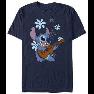 Lilo & Stitch Stitch Flowers Dames T-shirt - blauw - XXL