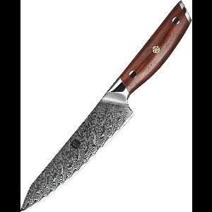 Damascus Officemes (67 lagen) | Xinzuo B27 Yi | Luxe & Professioneel | Vlijmscherp Damascus staal | Groentemes met lemmet van 13 cm | met rozenhouten handvat