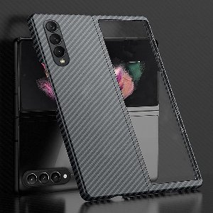 Hoesje Geschikt Voor Samsung Galaxy Z Fold 3 hoesje - Carbon Fiber dunne bescherming Back Cover - zwart