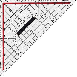 Geodriehoek M鯾ius & Ruppert 22cm plexiglas transparant voor technisch tekenen