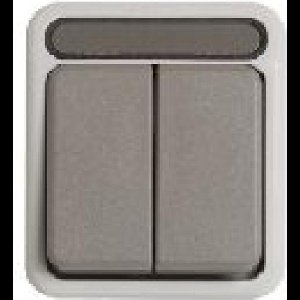 Schneider Electric - Merten Aquastart opbouw serieschakelaar met verlichting, sparwaterdicht, grijs