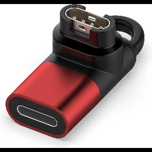 DrPhone UCE7 Lightning Vrouwelijk 90 graden Garmin adapter- Kabelconverter – Omvormer - Geschikt voor o.a Garmin Fenix 7 7S 7X 6 6S 6X 5 5S 5X, Forerunner 945 45 45S, Vivoactive 4 en meer – Rood/Zwart