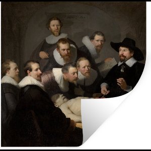 Muurstickers - Sticker Folie - De anatomische les van Dr. Nicolaes Tulp - Schilderij van Rembrandt van Rijn - 30x30 cm - Plakfolie - Muurstickers Kinderkamer - Zelfklevend Behang - Zelfklevend behangpapier - Stickerfolie