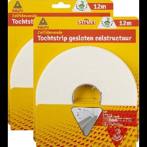 Deltafix Tochtstrip - 2x - tochtwering - wit - zelfklevend - universeel - 12 m x 9 mm x 4 mm