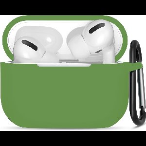 Hoesje geschikt voor Apple Airpods Pro - Softcase - Sleutelhanger - Cover - Extra dun - Siliconen - Donkergroen