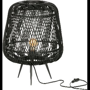 WOOOD Exclusive Moza Tafellamp - Bamboe - Zwart - 48x36x36
