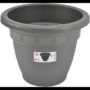 Bloempot/plantenbak - grijs - kunststof - D40 cm - rond - plantenpot/bloembak