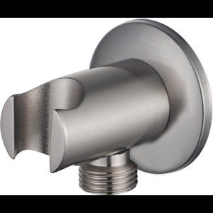 Fortifura Calvi Wandaansluitbocht - handdouchehouder - rozet rond - PVD - Geborsteld RVS PVD (RVS)